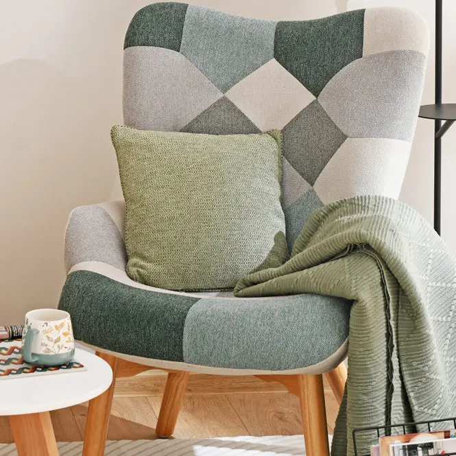 Křeslo Maddie zelená patchwork,7