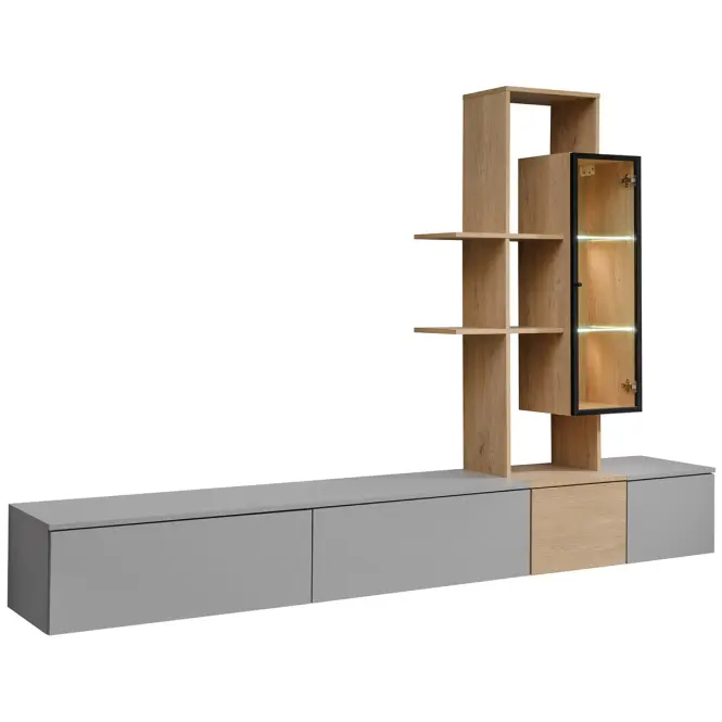 Obývací stěna Leo AGDC LO Arctic grey/Cremona oak