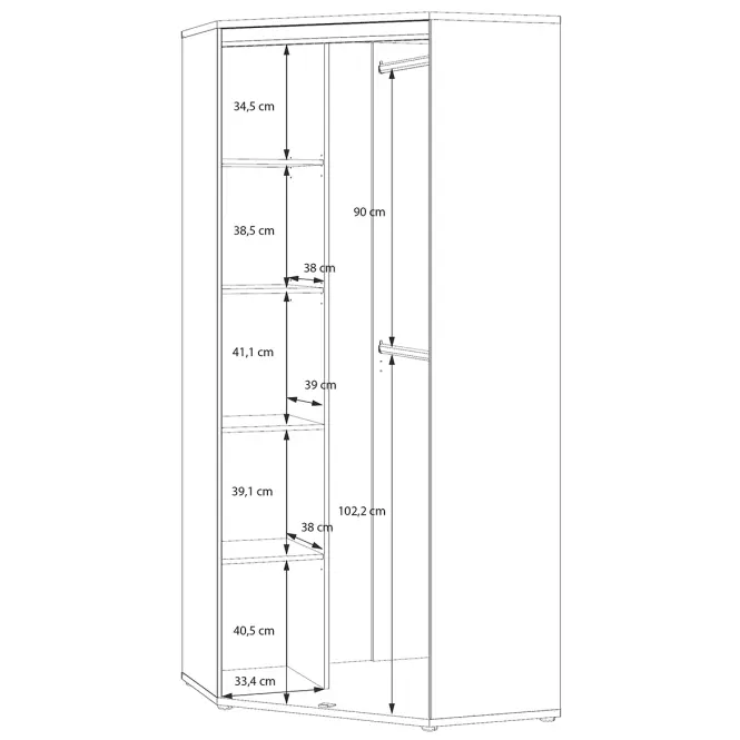 Rohová skříň Mimatte pískový AVNS922B-M846,9
