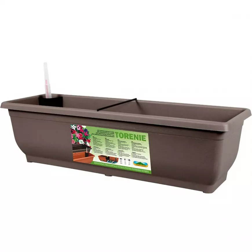 Truhlík samozavlažovací Torenie 75 x 19 x 17 - hnědo-šedý