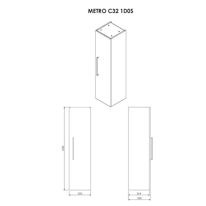 Vysoká skříňka lanýžový buk Metro 2D0S 32