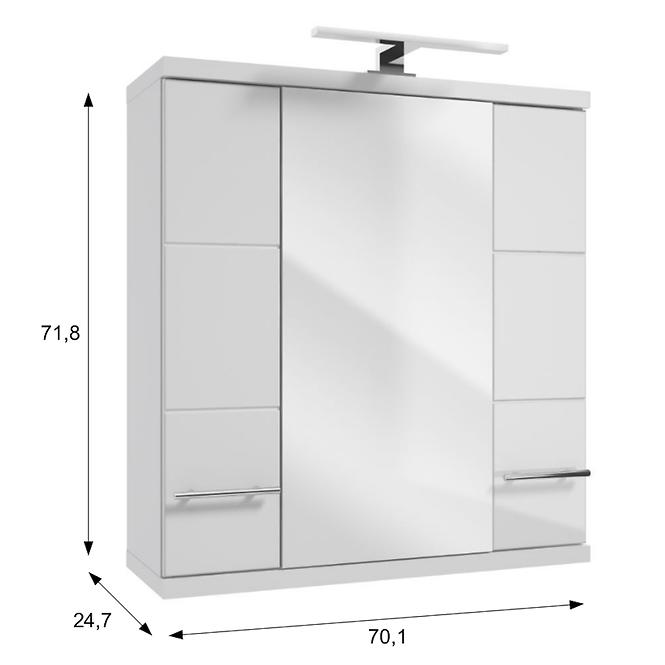 Koupelnová skříňka se zrcadlem bílá Bari 3D0S 70
