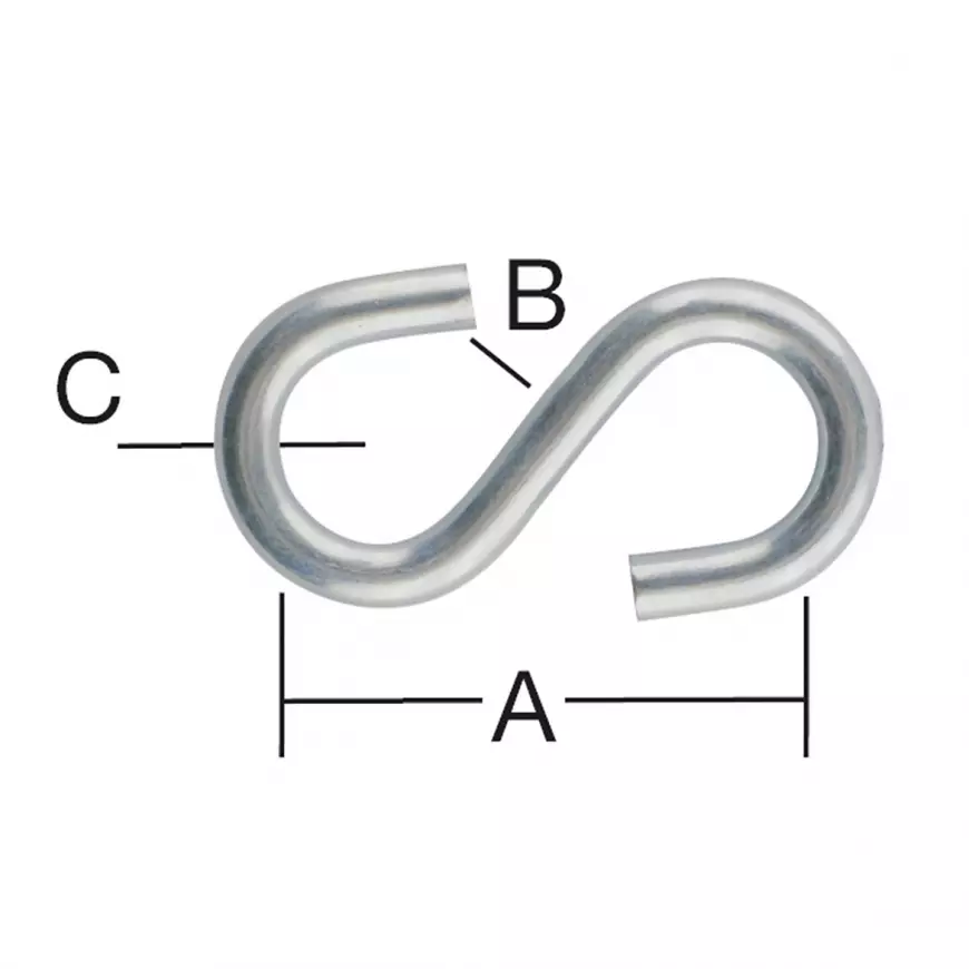 S-hák 40 x 8 x 5 mm zn 2 ks