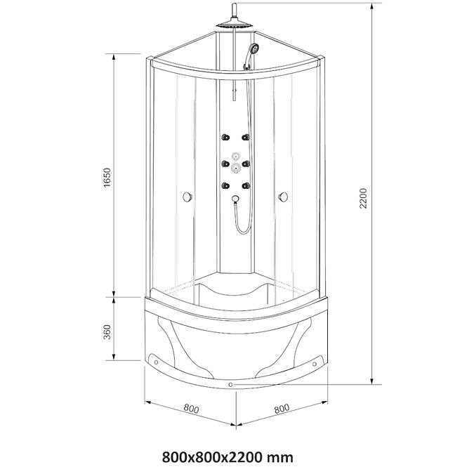Sprchový box s hydromasáží kora vys.van. 80-4 díly,8