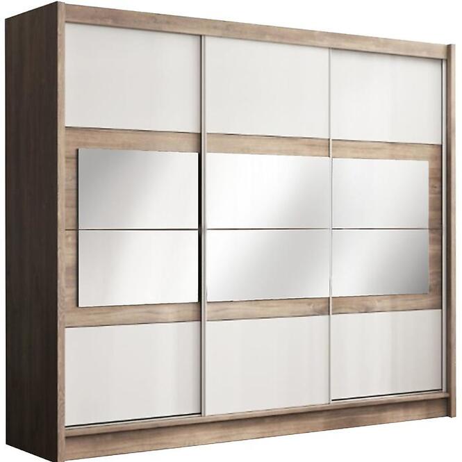 Šatní skříň Salwador 250cm Country Grey/Zrcadlo