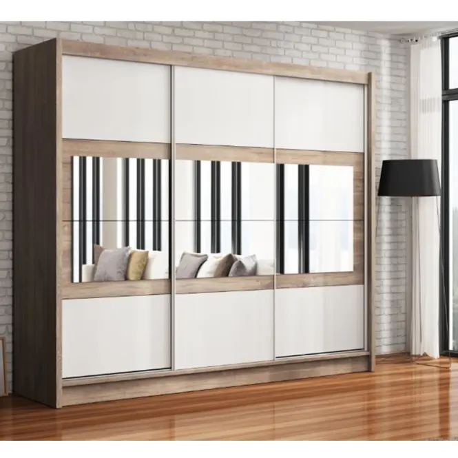 Šatní skříň Salwador 250cm Country Grey/Zrcadlo,4