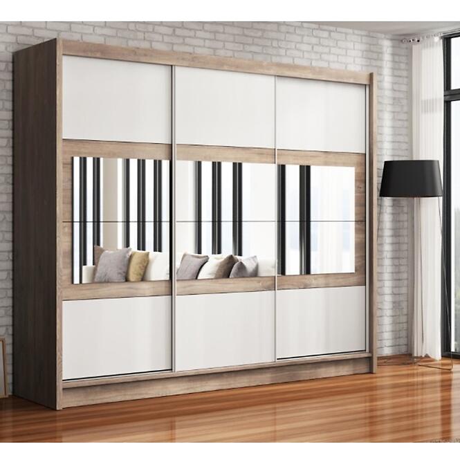 Šatní skříň Salwador 250cm Country Grey/Zrcadlo