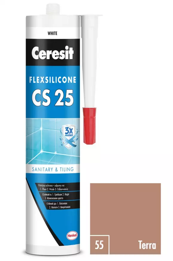 Silikon sanitární Ceresit CS25 55 terra 280 ml