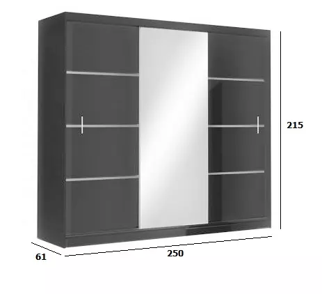 Šatní skříň Vista 250cm Bílá/Zrcadlo,4