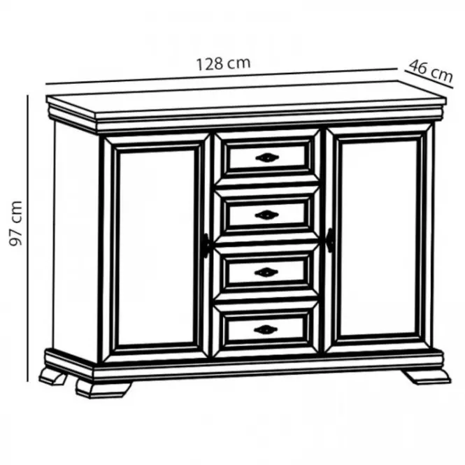 Komoda Kora 128cm bílá borovice Andersen, KK3