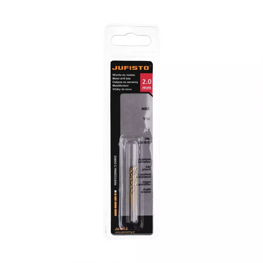 Vrtáky kov, dvojité  broušené, titanové, 2,0 mm, bal 3 ks., Jufisto