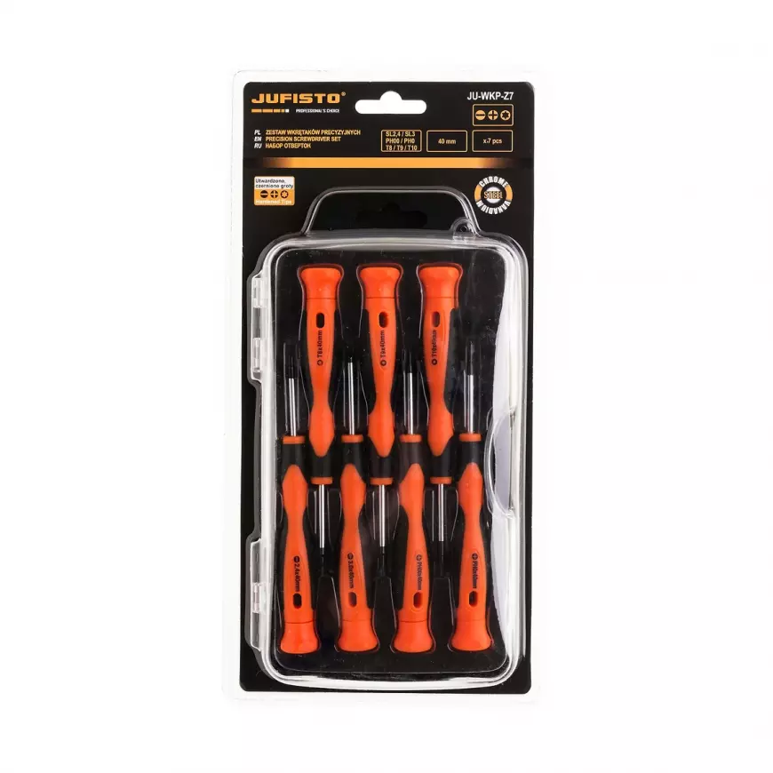 Sada šroubovákůpřesné šroubováky SL2,4/SL3/PH00/PH0/T8/T9/T10 x40 mm