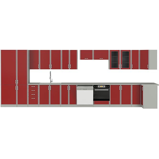 Kuchyňská skříňka Elma 90x90 cm, červená/ šedá, 90/90GN-72