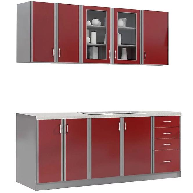 Kuchyňská skříňka Elma 60 cm, červená/ šedá, 60DK-210 2F