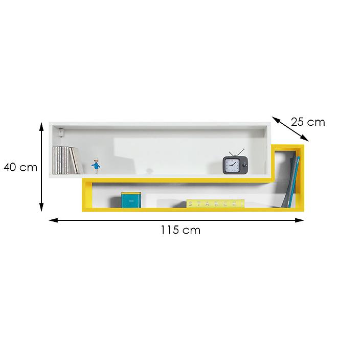 Závěsná skříňka Mobi 115 cm, bílá / žlutá