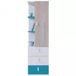 Regál Planet 45 cm Bílý/Dub/Tyrkysový