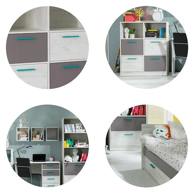 Postel Rest 90 cm Seda/Dub Bila
