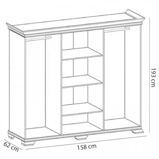 Skříň Kora 158cm Bílá, KS2,2