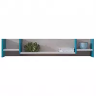 Polička Planet 125x55  cm Bílý/Dub/Tyrkysový