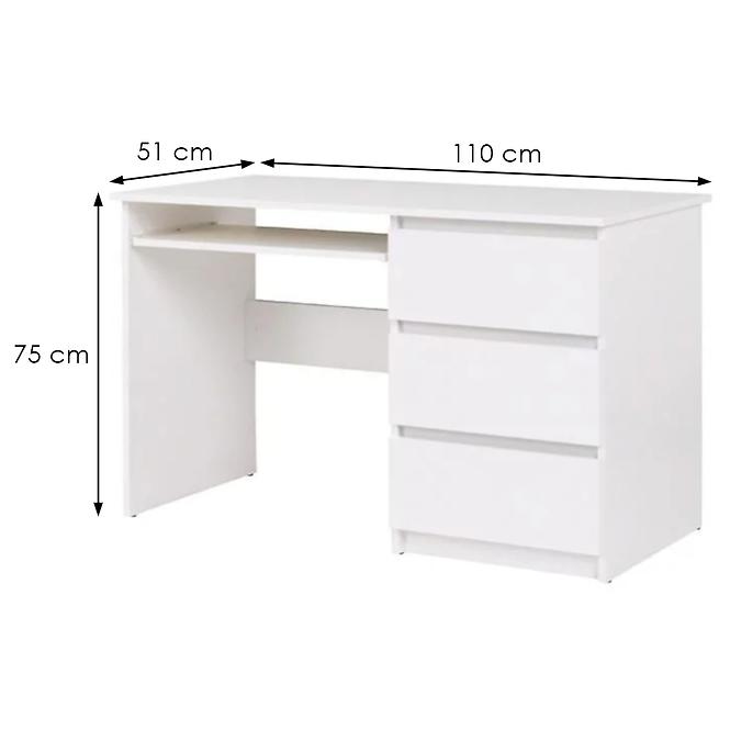 Psací Stůl Cosmo 110 cm Bílá