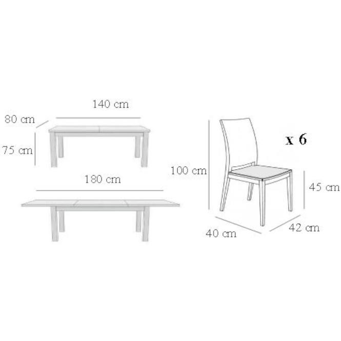 Jídelní set Nadja 2 1+6 Kaštan 140x80+40,3