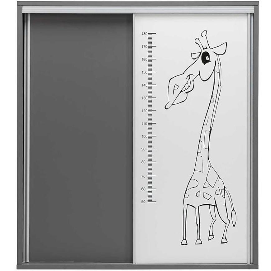 Skříň Zonda 206 cm s motivem žirafy Bílý/Šedá