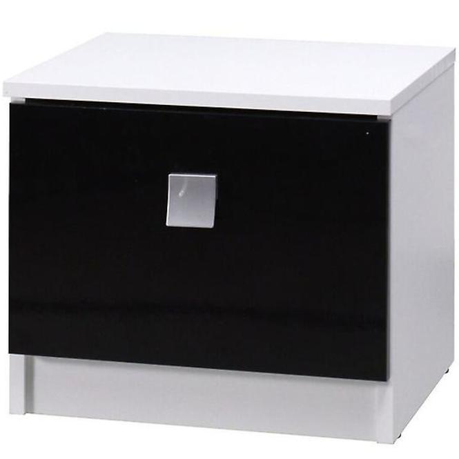 Noční stolek Lux 41 cm, bílý / černý lesk