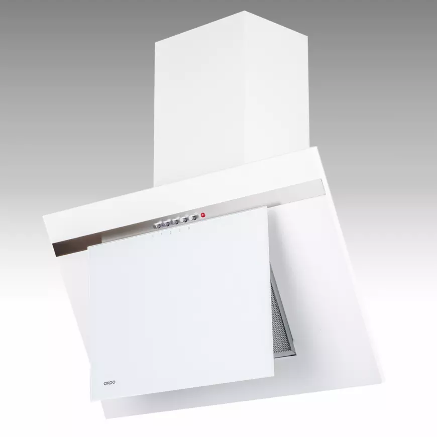 Komínový odsavač par Digestoř WK-4 nero 60 s LED osvětlením a hladkým bílým povrchem
