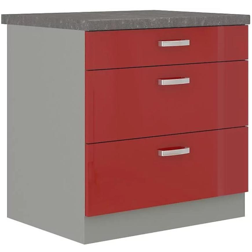 Kuchyňská skříňka Rose 80D 3S BB, červená