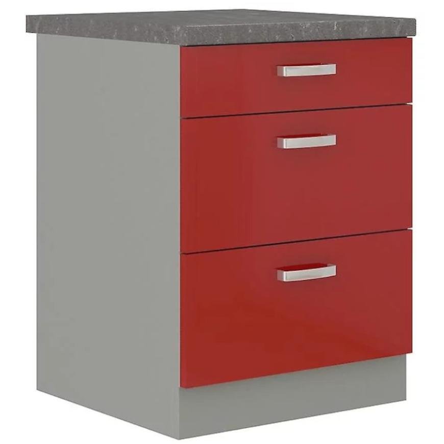 Kuchyňská skříňka Rose 60D 3S BB, červená