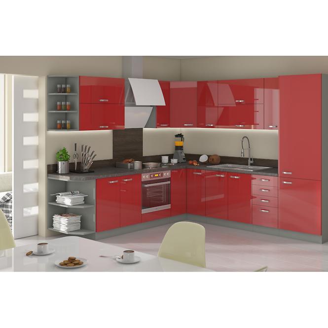 Kuchyňská skříňka Rose 60D 1F BB, červená/šedá,4