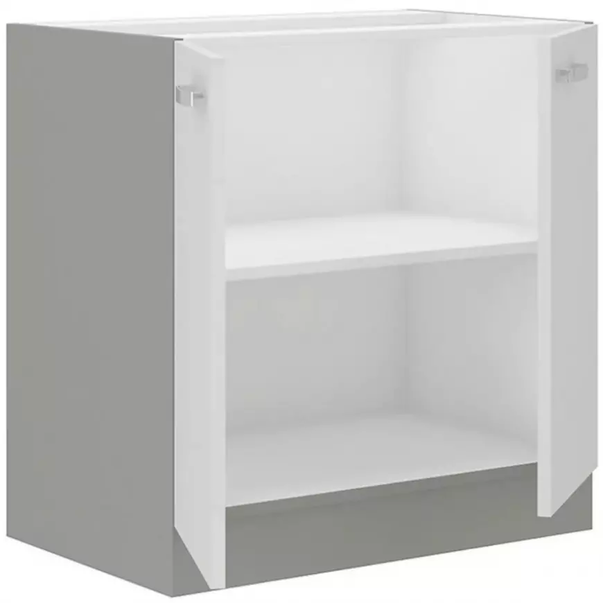 Kuchyňská skříňka Bianka 80D 2F BB, bílá/šedá