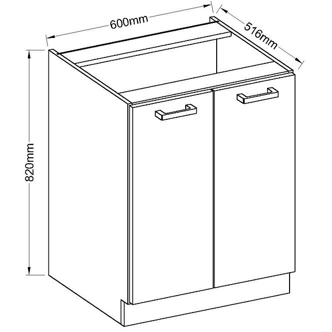 Kuchyňská skříňka Eko 60D 2F BB, hiteak/akácie