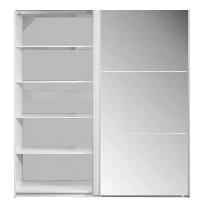 Šatní skříň Vigo 200cm Bílá/Zrcadlo