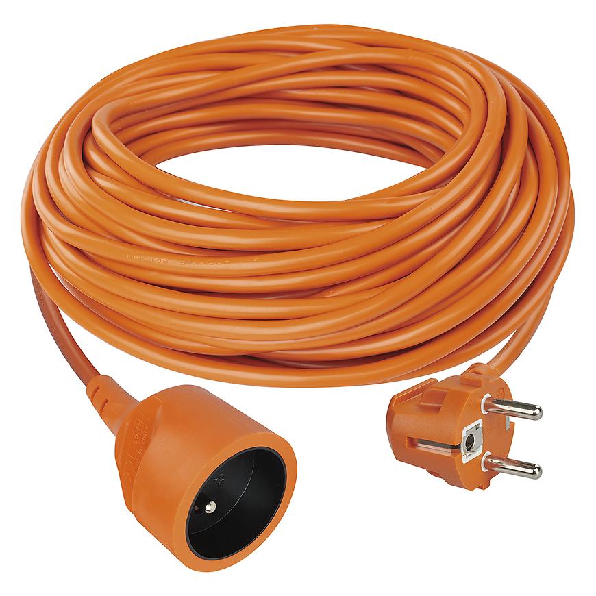 Prodlužovací kabel 20 m / 1 zásuvka / oranžový / PVC / 230 V / 1,5 mm2