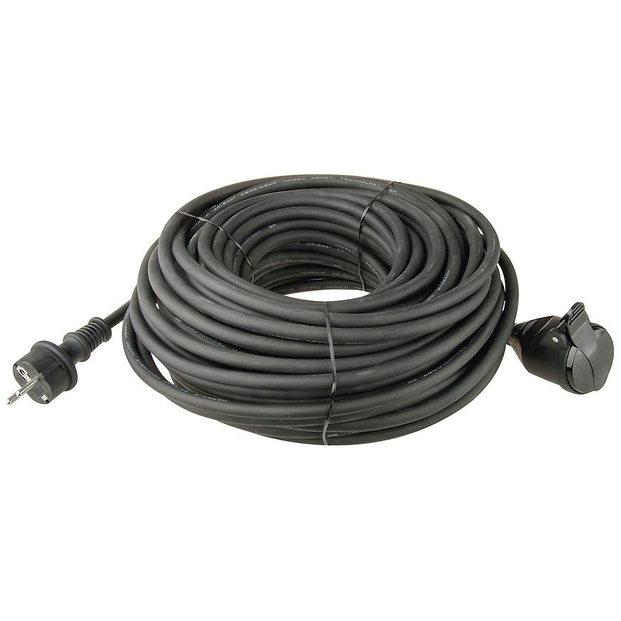 Venkovní prodlužovací kabel 20 m / 1 zásuvka / černý / guma-neopren / 230 V / 1,5 mm2