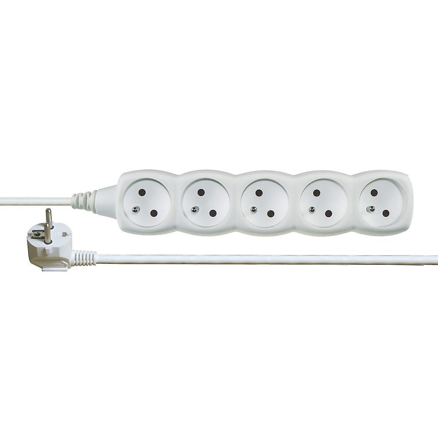 Prodlužovací kabel 5 m / 5 zásuvek / bílý / PVC / 1 mm2