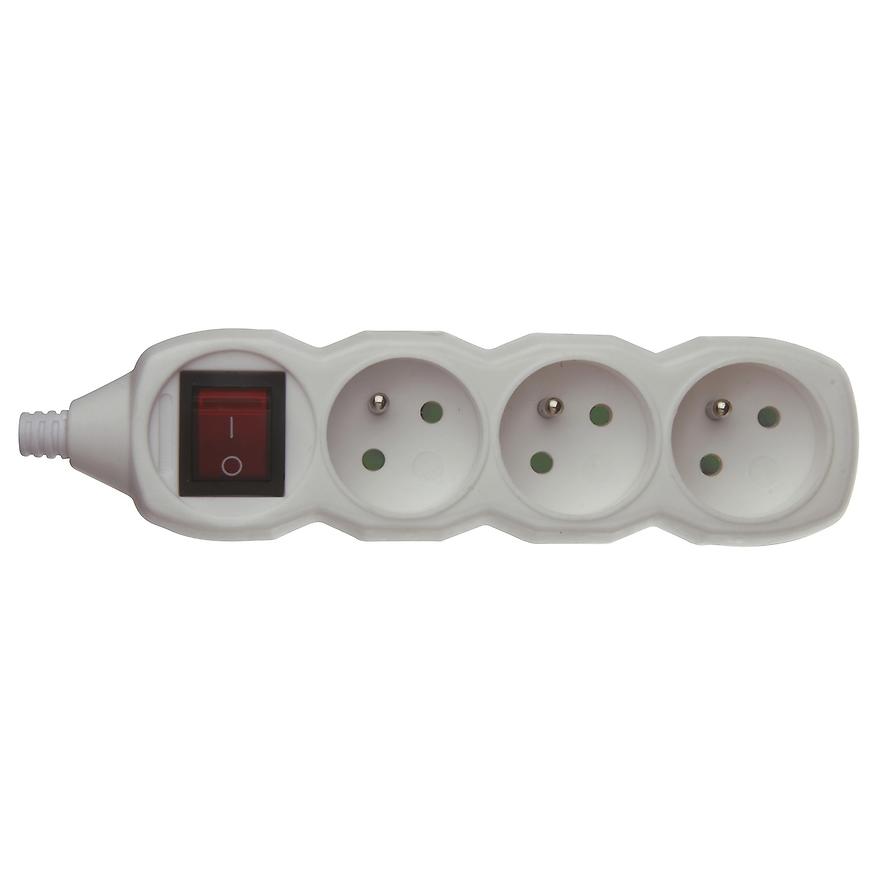 Samostatná 3 zásuvka s vypínačem, bílá