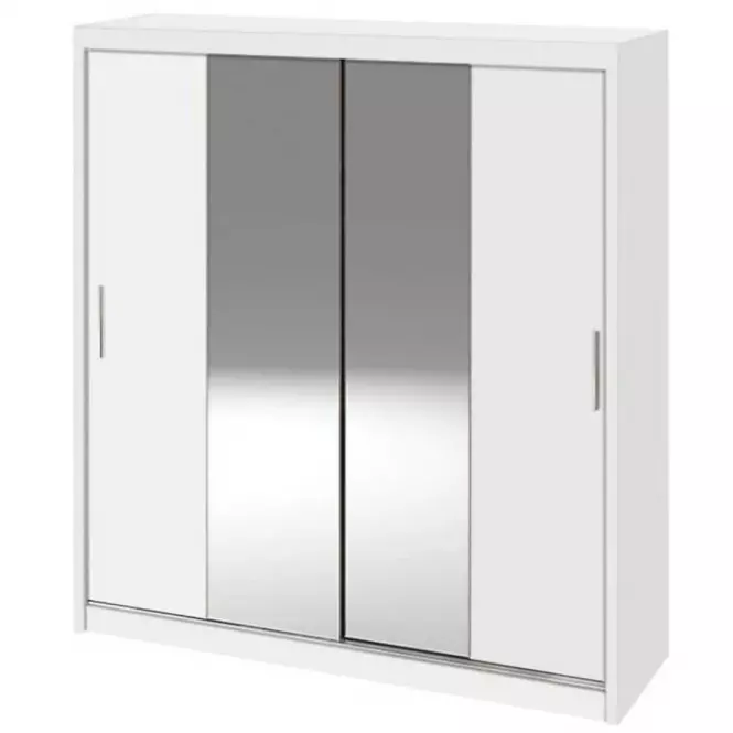Šatní skříň Ola 200cm Bílá/Zrcadlo