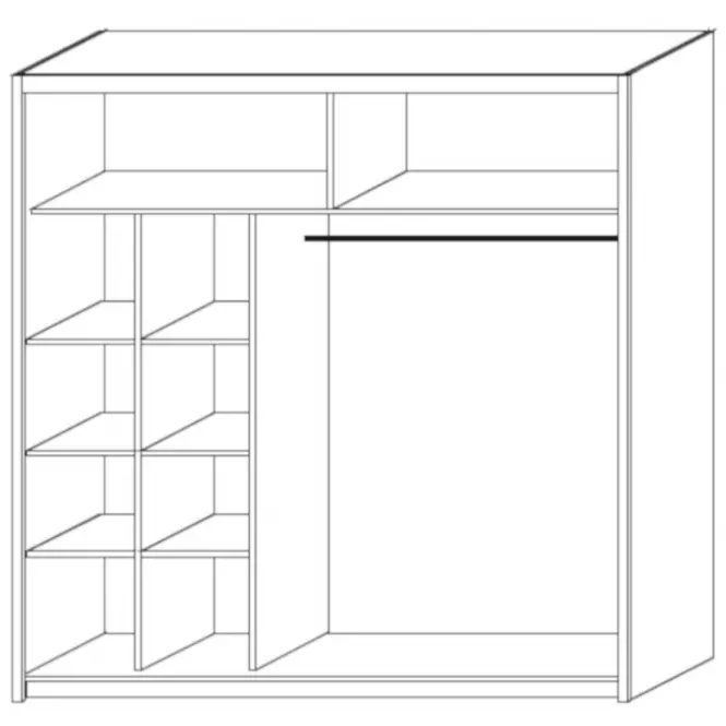 Šatní skříň Ola 200cm Bílá/Zrcadlo,3