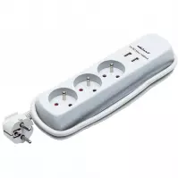 Prodlužovací přívod 24205 3x zásuvka+2xusb, 1,5 m šedý