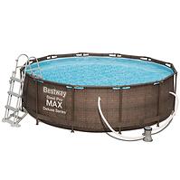 Bazén STEEL PRO MAX - vzor ratan 3.66 x 1.00 m s filtrací, 56709