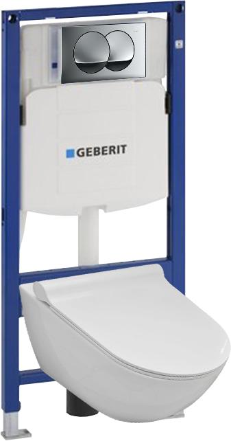 Geberit steláž duofix basic 111.153.00.1 + tlačítko + wc misa závěsná rimless se sedatkem soft close