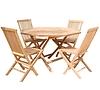  Sada nábytku teak dřevo osmiúhelníkový stolek+4 židle