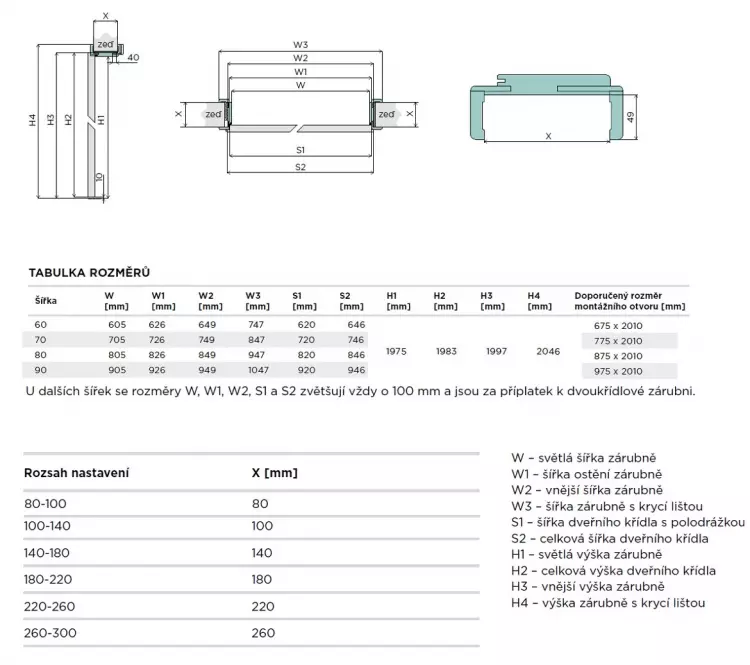 Zárubeň regulovatelná 60L 140-180 dub stříbrný,2