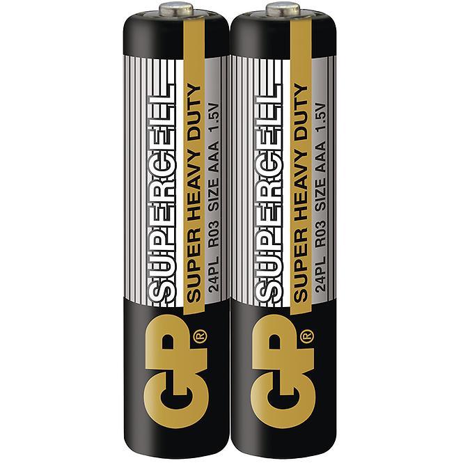 Zinková baterie GP Supercell AAA (R03), 2 ks