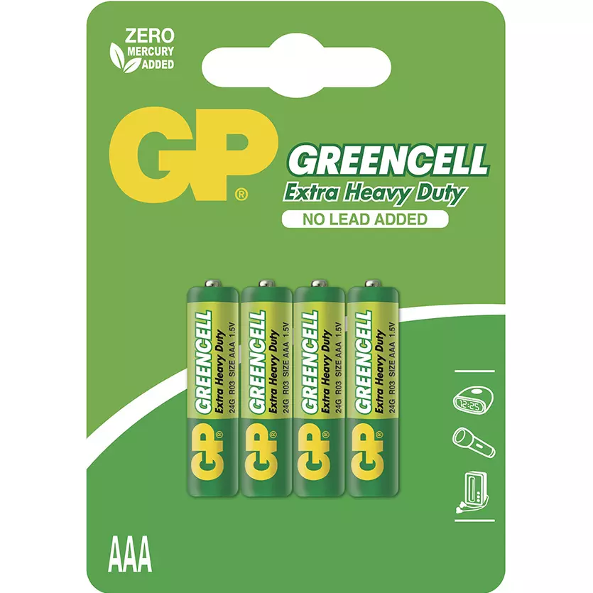 Zinková baterie GP Greencell AAA (R03), 4 ks