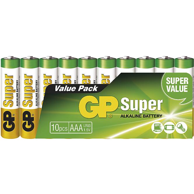 Alkalická baterie GP Super AAA (LR03), 10 ks