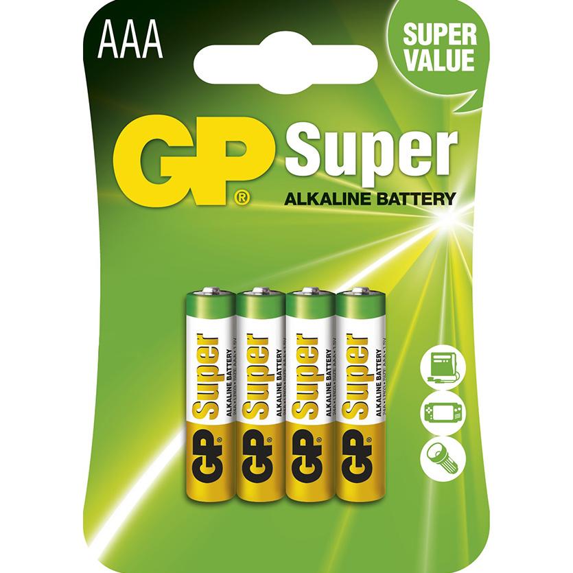 Levně Alkalická baterie GP Super AAA (LR03), 4 ks
