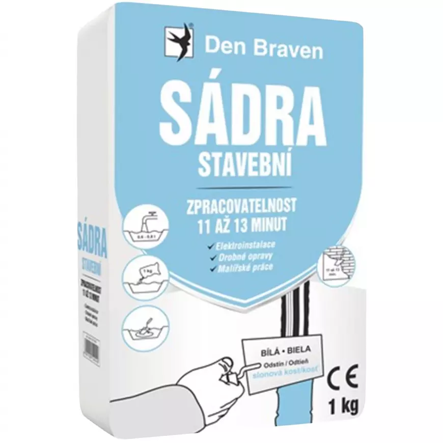 Den Braven Sádra stavební bílá Typ: pytel, Barva: bílá, Balení: 1  kg